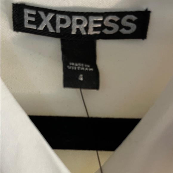 Express White Dress sleeveless- very soft halter-ish, eye catching lacy hemline. - Picture 3 of 9